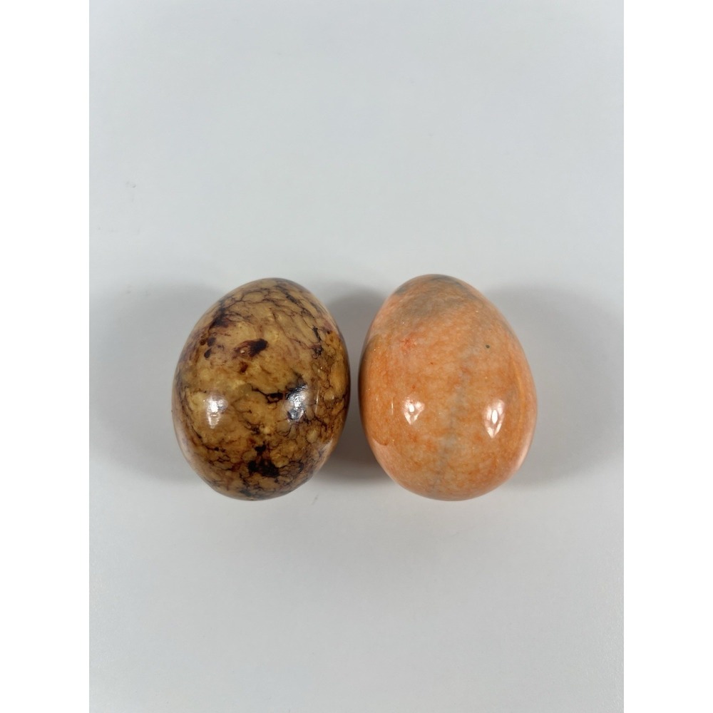 Lot Of Two Alabaster Marble‎ Eggs